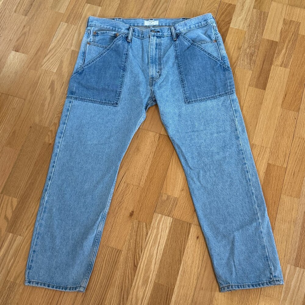 Levi's 502 Altered Double Pocket Light Blue Wash Denim Jeans Size 38x30